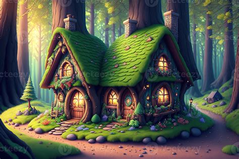 Fantasy cottage in the woods